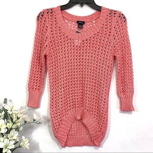Rue21 Women’s Coral 3/4 Sleeve High-Low Knit Top - NWT